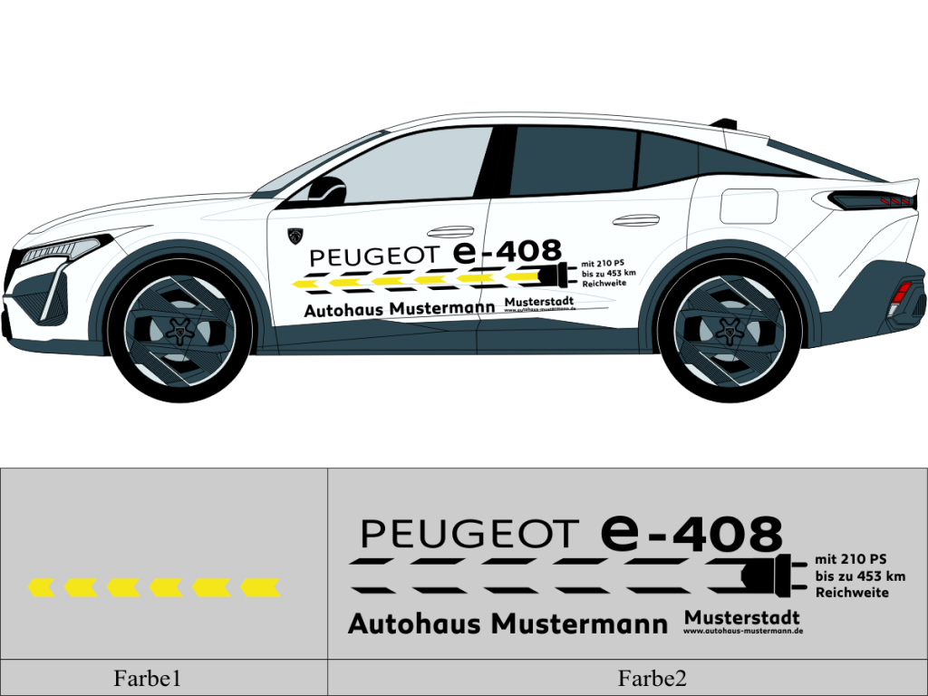 Beschriftung für Peugeot E-408 Nr 3207
