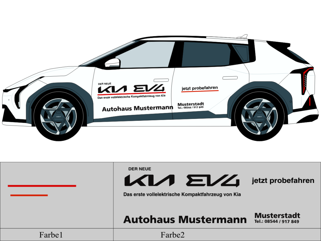 Beschriftungsvorschlag für KIA EV 4 Nr 3267 mit geschnittenen Modellschriftzug